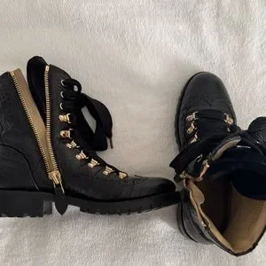 Bottes Office Of Angela Scott - Taille 43 (US 13 Femme) - Cuir Marron - Combat - Neuf Avec Emballage